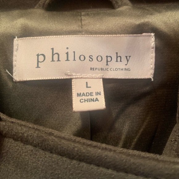 Philosophy Olive Green Faux Leather Zipper Jacket. Women’s size L - Picture 6 of 10